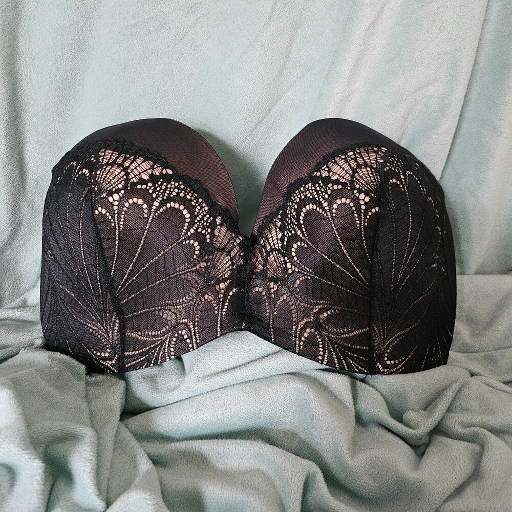 Wonderbra Glamour Ultimate Strapless Bra - Black Lace 36F 36DDD